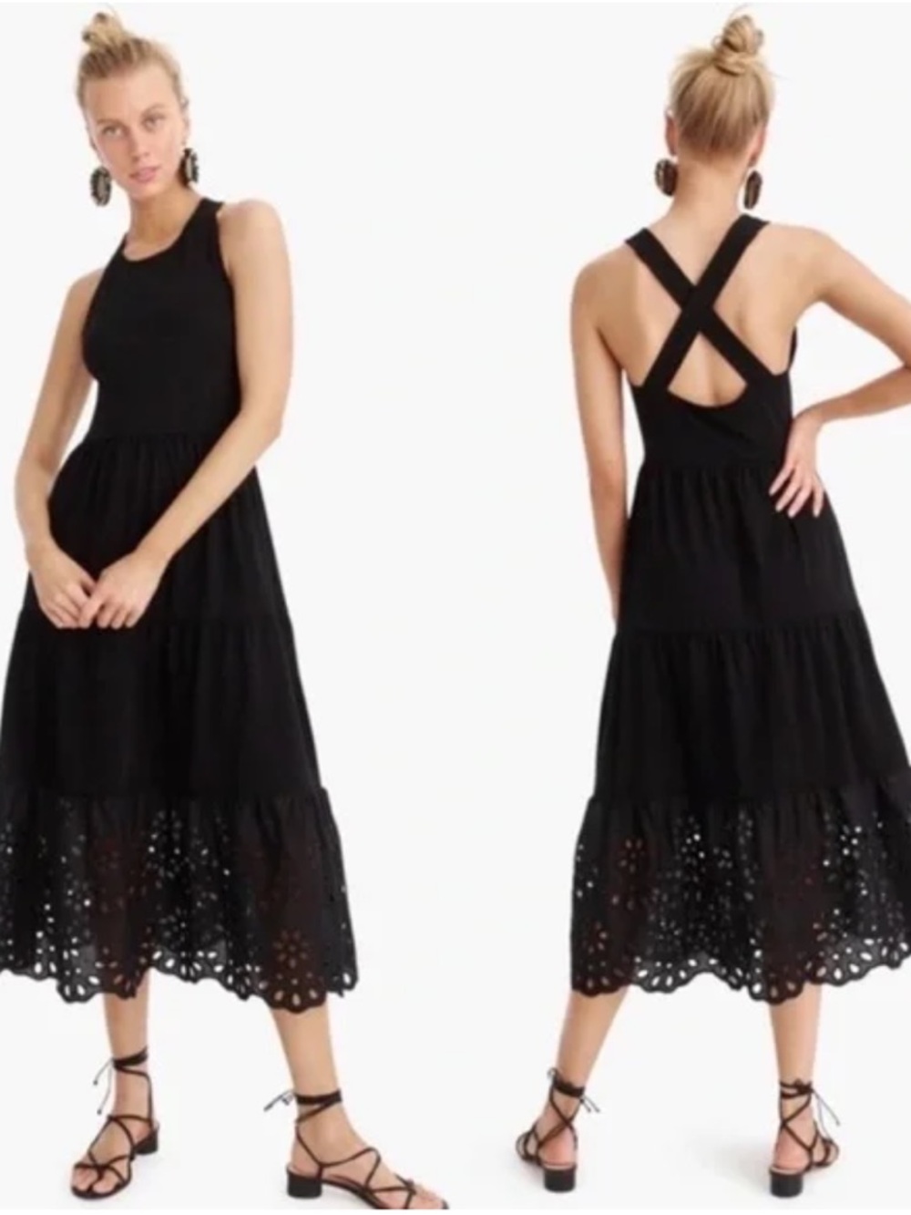 J.Crew Tiered Eyelet Midi Dress